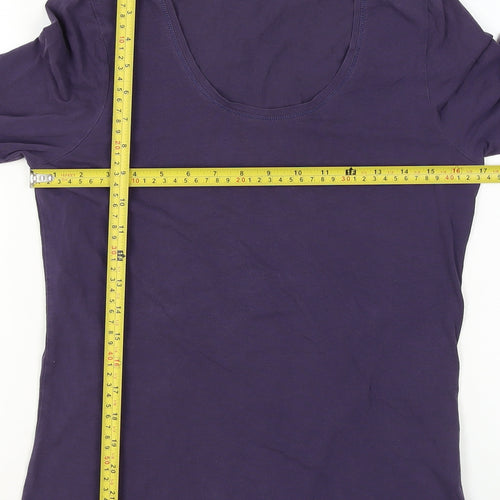 Part Two Womens Purple Long Sleeve Scoop Neck Stretch Jersey Top Size M