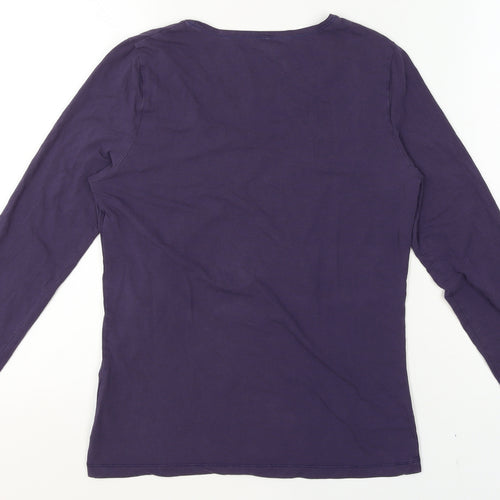 Part Two Womens Purple Long Sleeve Scoop Neck Stretch Jersey Top Size M
