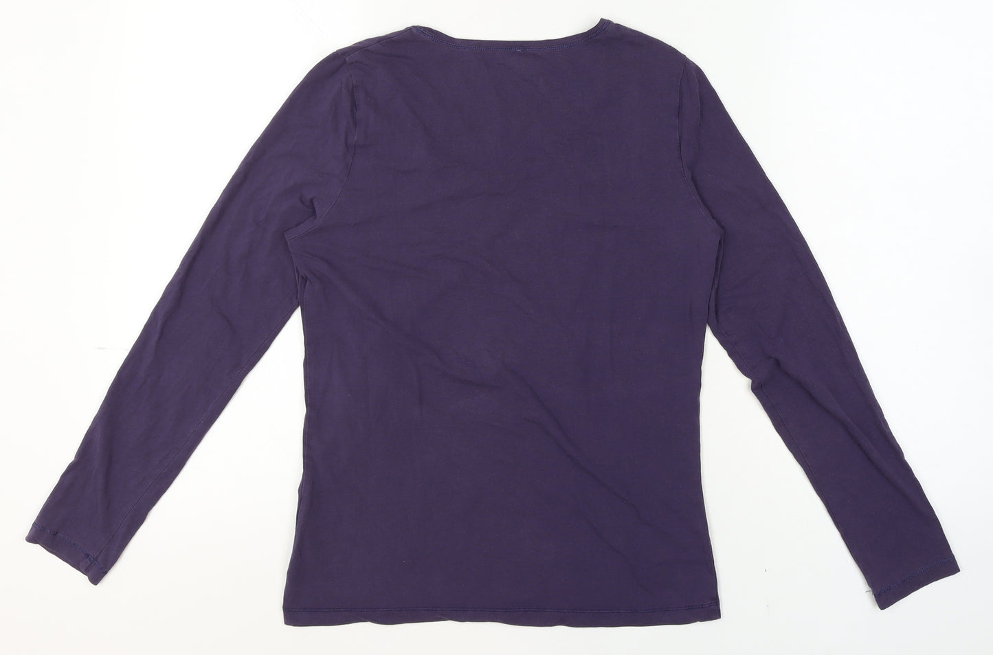 Part Two Womens Purple Long Sleeve Scoop Neck Stretch Jersey Top Size M