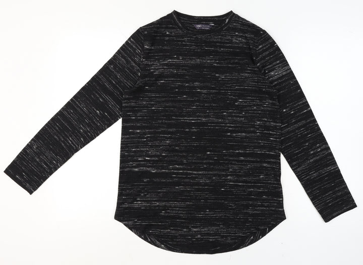 Marks and Spencer Women's Black Mix Long Sleeve Jersey Top Size 10