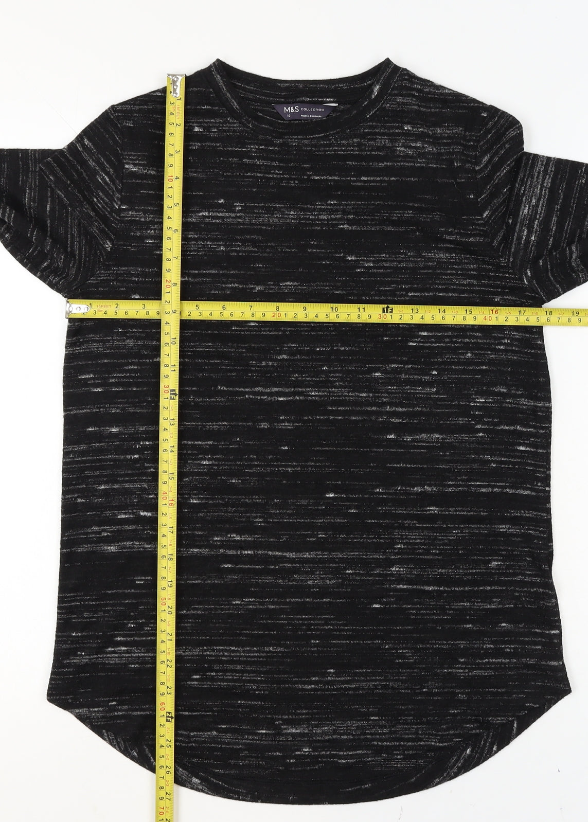 Marks and Spencer Women's Black Mix Long Sleeve Jersey Top Size 10