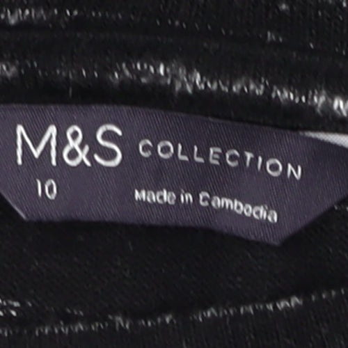 Marks and Spencer Women's Black Mix Long Sleeve Jersey Top Size 10