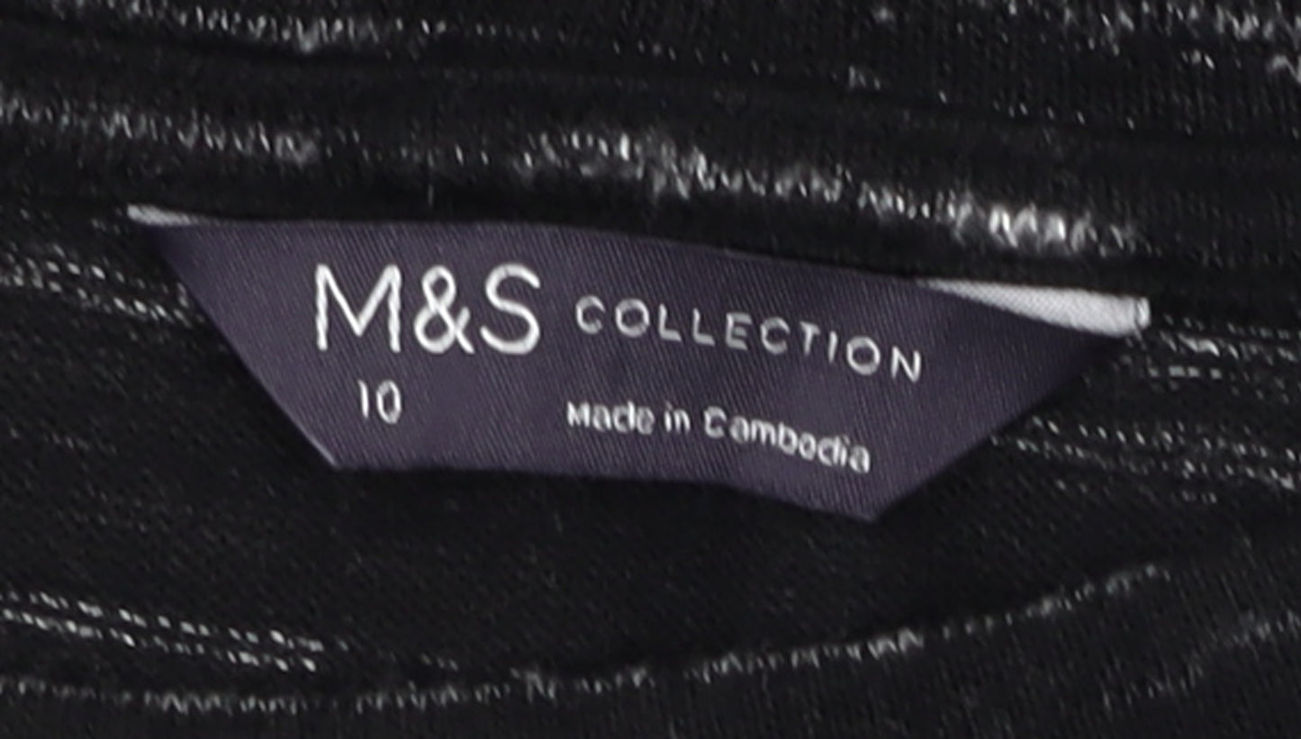 Marks and Spencer Women's Black Mix Long Sleeve Jersey Top Size 10