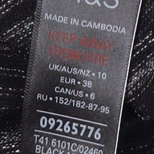Marks and Spencer Women's Black Mix Long Sleeve Jersey Top Size 10