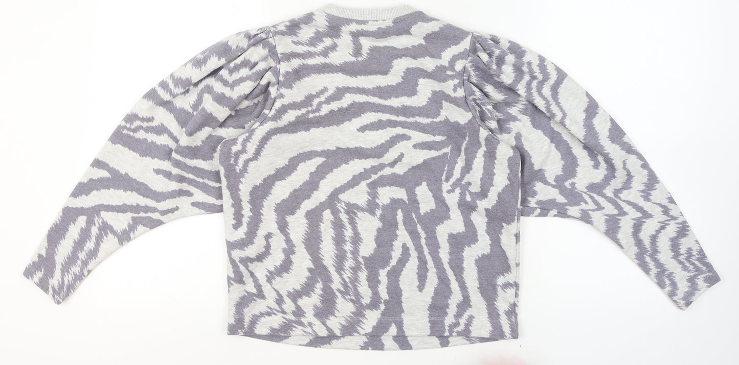 Ted Baker Women's Grey Animal Print Balloon Sleeve Jumper XS