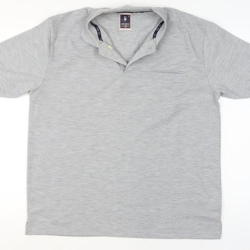 Ice Polo Men's Grey Cotton Blend Short Sleeve XL Polo Shirt