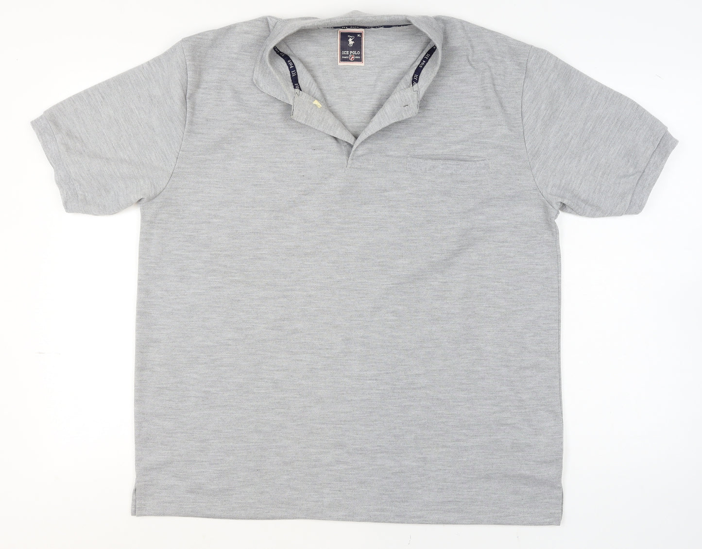 Ice Polo Men's Grey Cotton Blend Short Sleeve XL Polo Shirt