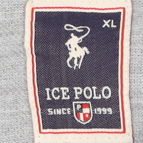 Ice Polo Men's Grey Cotton Blend Short Sleeve XL Polo Shirt