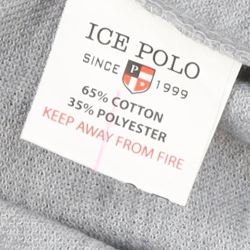 Ice Polo Men's Grey Cotton Blend Short Sleeve XL Polo Shirt
