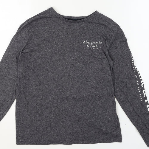 Abercrombie & Fitch Men's Grey Long Sleeve Crew Neck T-Shirt XS