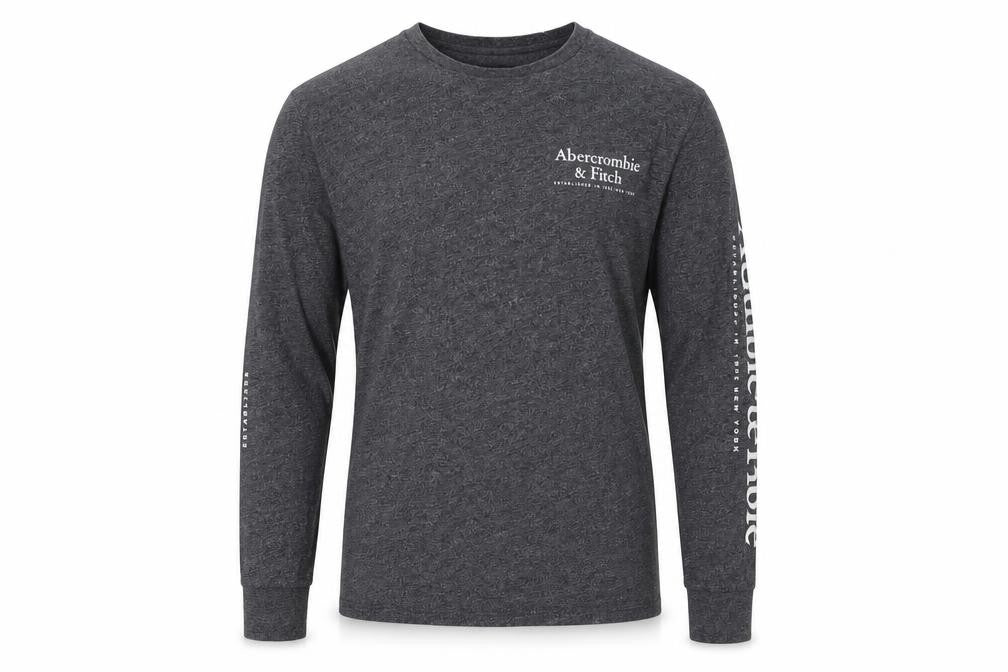 Abercrombie & Fitch Men's Grey Long Sleeve Crew Neck T-Shirt XS