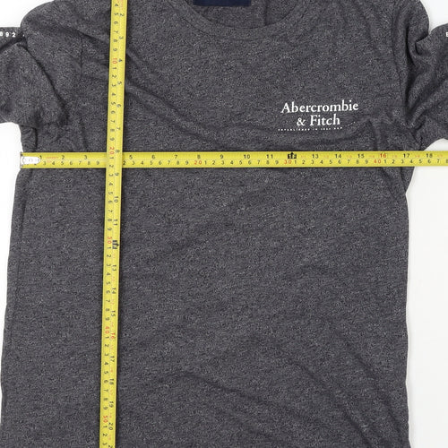 Abercrombie & Fitch Men's Grey Long Sleeve Crew Neck T-Shirt XS