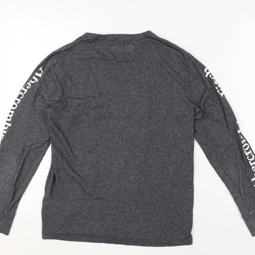 Abercrombie & Fitch Men's Grey Long Sleeve Crew Neck T-Shirt XS