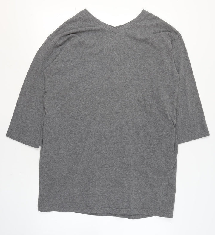Lowrys Farm Women Grey M T-Shirt Dress V-Neck 3/4 Sleeve Lace Up