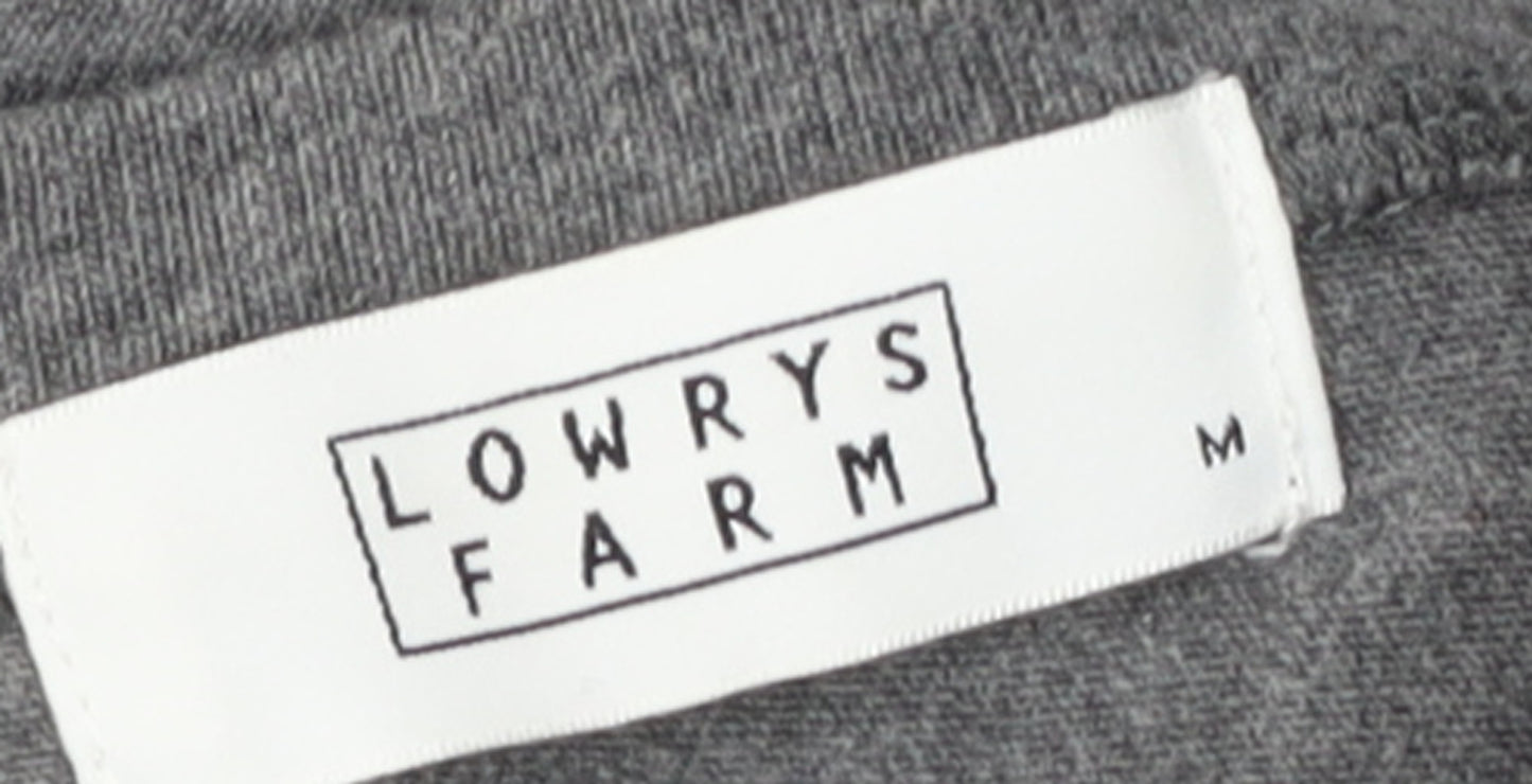 Lowrys Farm Women Grey M T-Shirt Dress V-Neck 3/4 Sleeve Lace Up