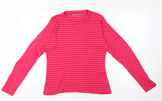 Peter Storm Women Pink Striped Long Sleeve Basic T-Shirt Size 16