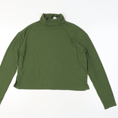 H&M Divided Women's Green Roll Neck Long Sleeve Jersey Top Medium