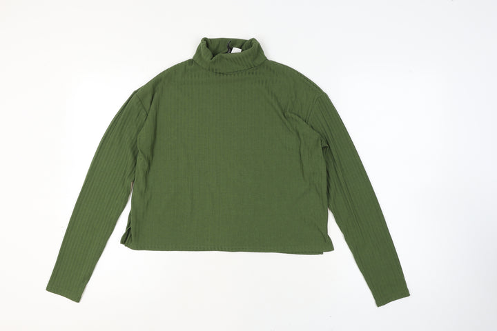 H&M Divided Women's Green Roll Neck Long Sleeve Jersey Top Medium