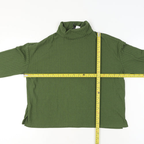 H&M Divided Women's Green Roll Neck Long Sleeve Jersey Top Medium