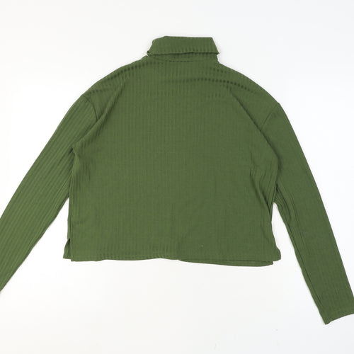 H&M Divided Women's Green Roll Neck Long Sleeve Jersey Top Medium