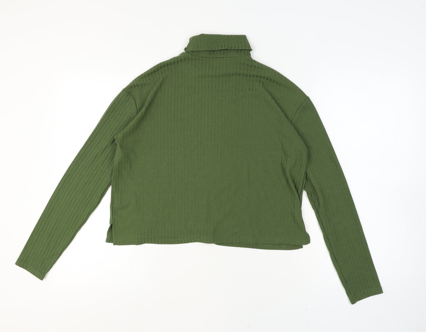 H&M Divided Women's Green Roll Neck Long Sleeve Jersey Top Medium