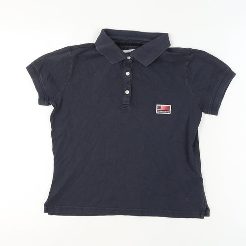 Superdry Boys Blue Polo Shirt Size L Slim Fit Vintage Logo