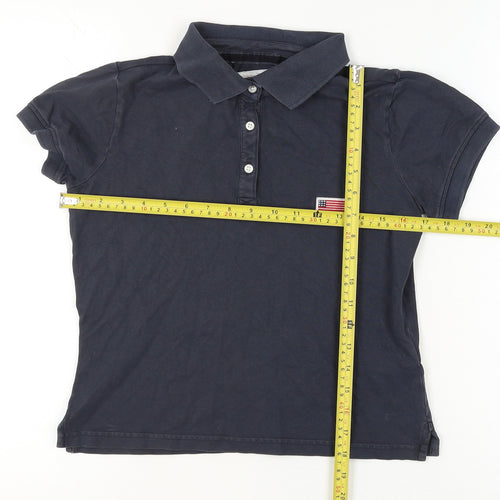 Superdry Boys Blue Polo Shirt Size L Slim Fit Vintage Logo