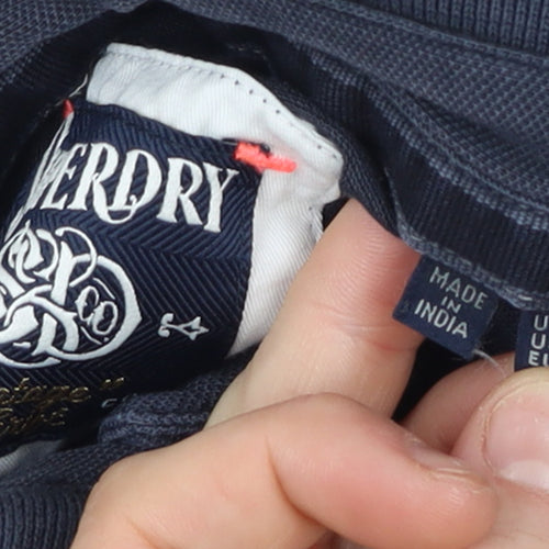 Superdry Boys Blue Polo Shirt Size L Slim Fit Vintage Logo