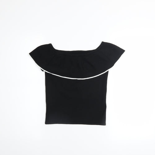 River Island Girls Black Ruffle Off Shoulder Cropped Top 11-12 Years