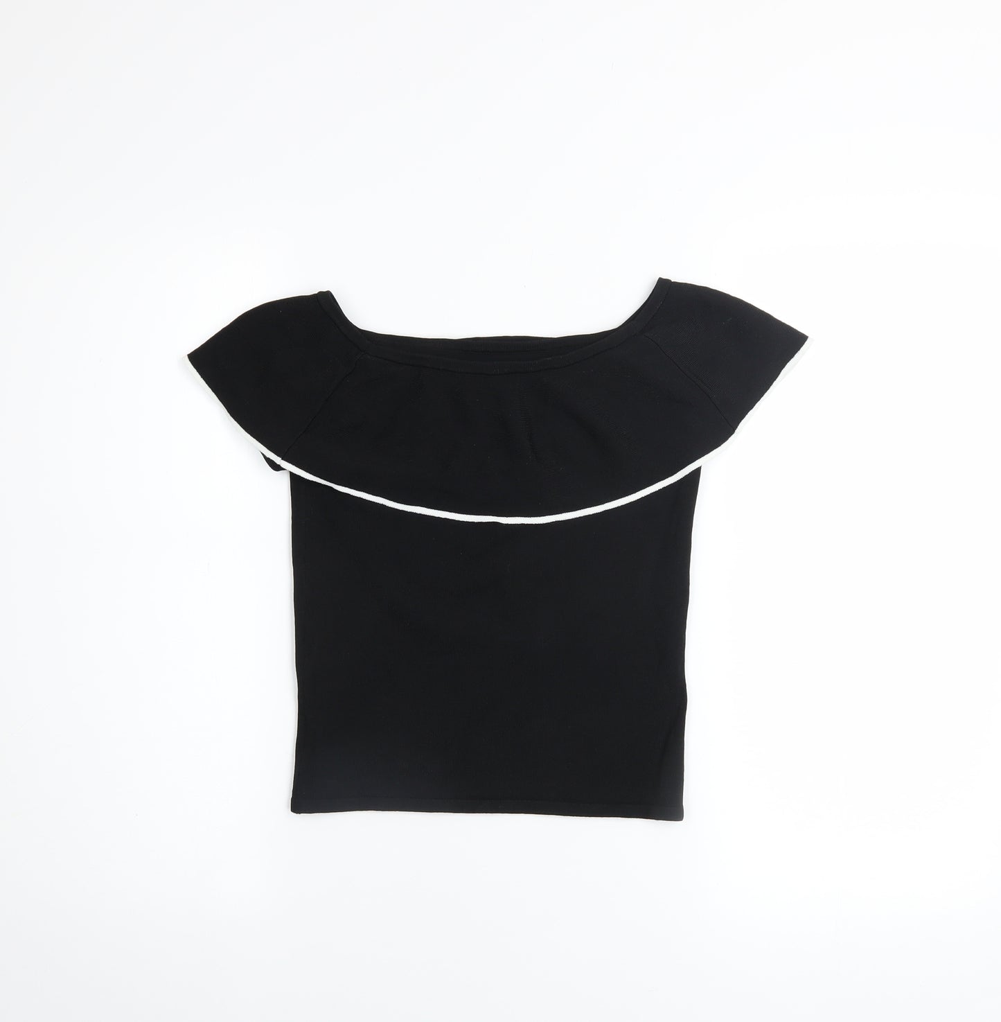 River Island Girls Black Ruffle Off Shoulder Cropped Top 11-12 Years