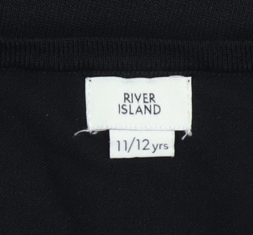 River Island Girls Black Ruffle Off Shoulder Cropped Top 11-12 Years