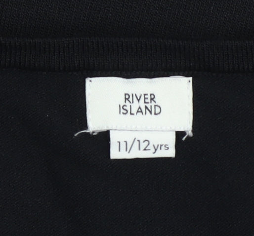 River Island Girls Black Ruffle Off Shoulder Cropped Top 11-12 Years