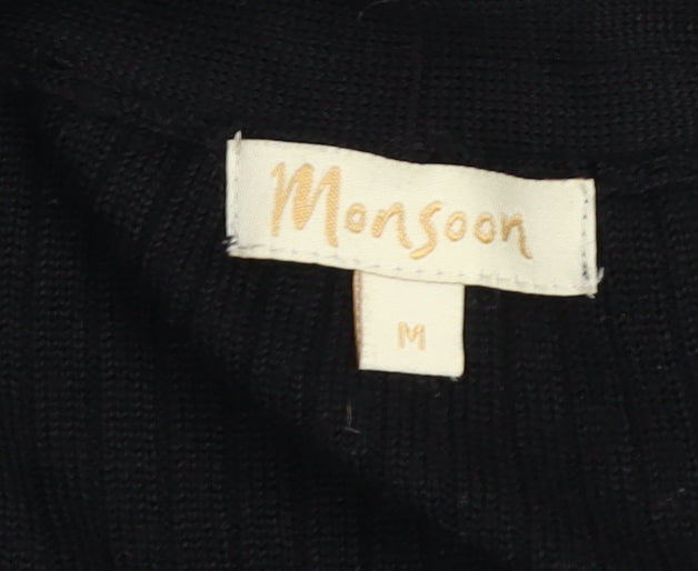 Monsoon Women’s Black Long Sleeve Knit Open Cardigan Size M