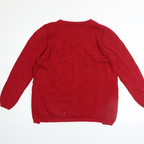 Marks and Spencer Women Red V-Neck Cotton Zip Jumper Size 12