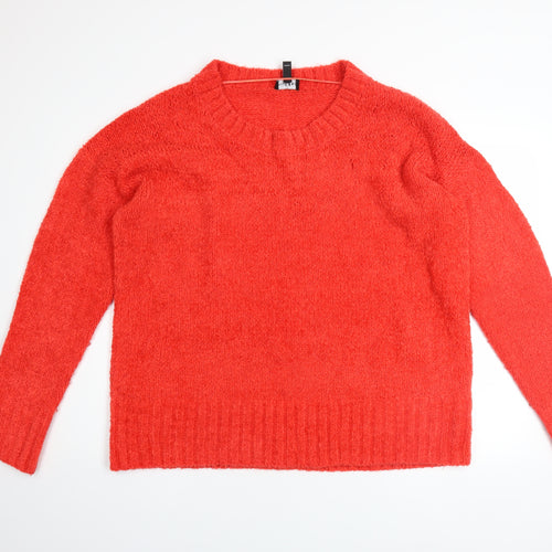 Long Tall Sally Women's Red Chunky Knit Crew Neck Pullover Jumper XL