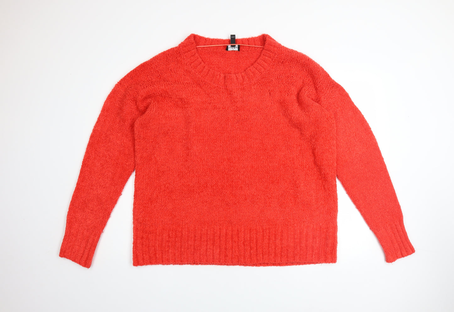 Long Tall Sally Women's Red Chunky Knit Crew Neck Pullover Jumper XL