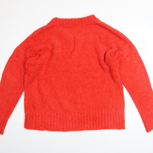 Long Tall Sally Women's Red Chunky Knit Crew Neck Pullover Jumper XL