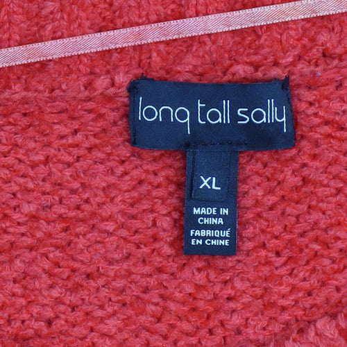 Long Tall Sally Women's Red Chunky Knit Crew Neck Pullover Jumper XL
