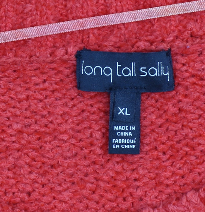 Long Tall Sally Women's Red Chunky Knit Crew Neck Pullover Jumper XL