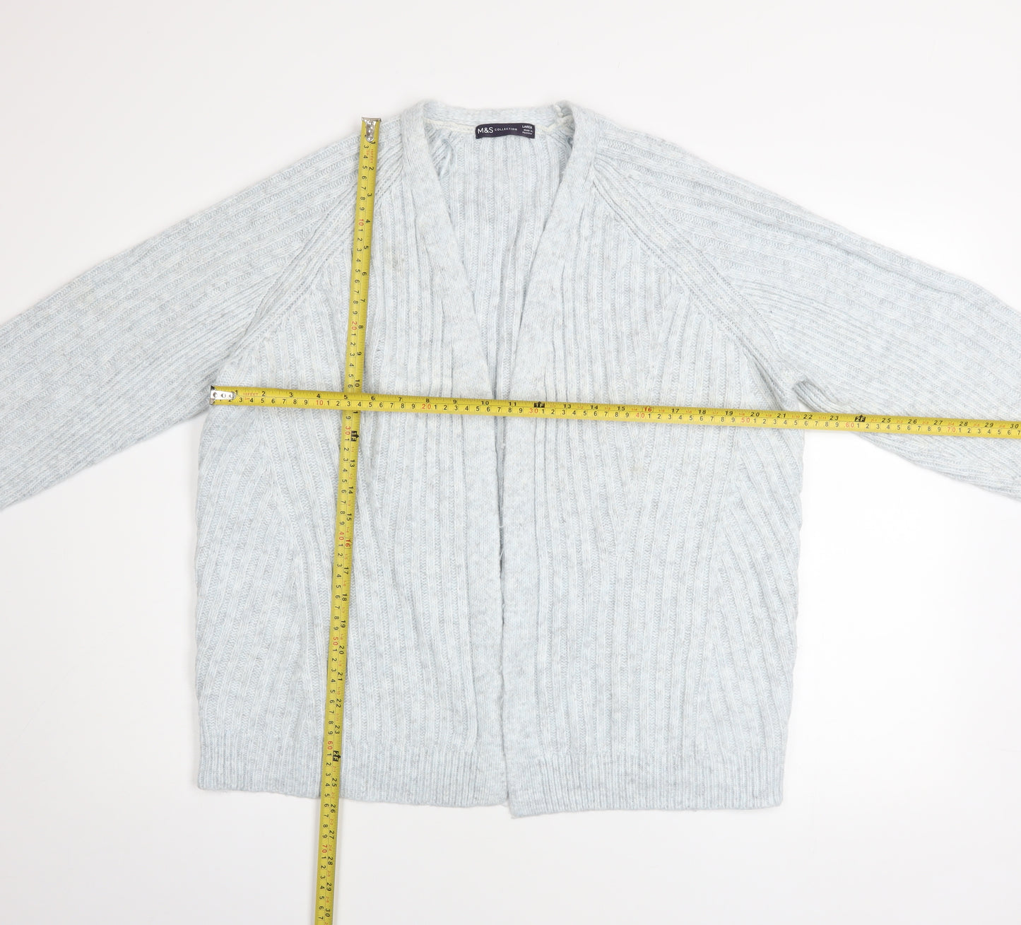 Marks and Spencer Women’s Grey Chunky Knit Open Cardigan Size L