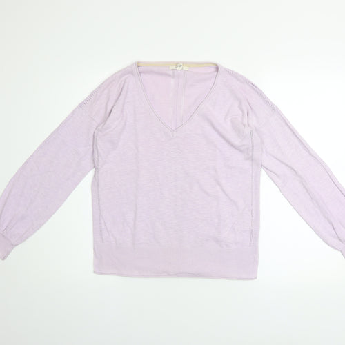 White Stuff Women’s Purple V-Neck Knit Jumper UK 10