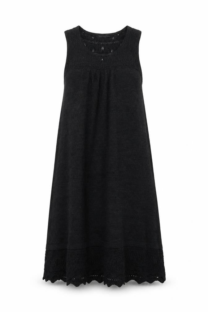 Mango Women Black Knit A-Line Sleeveless Knee Length Dress Size 8