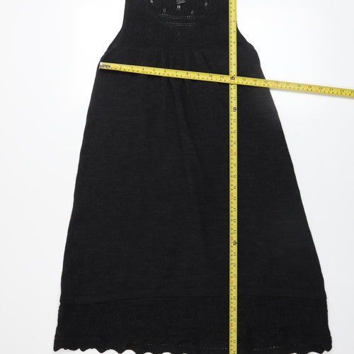 Mango Women Black Knit A-Line Sleeveless Knee Length Dress Size 8