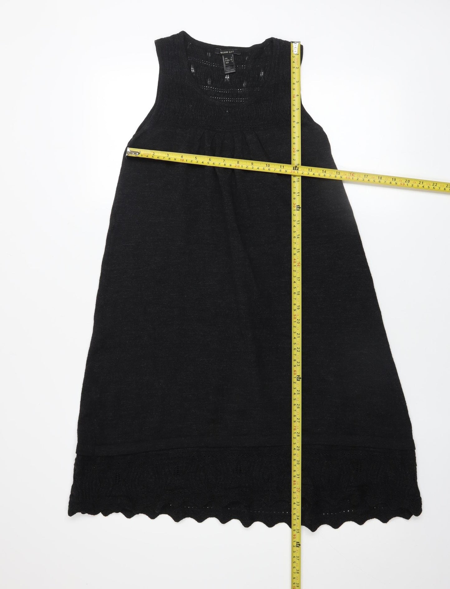 Mango Women Black Knit A-Line Sleeveless Knee Length Dress Size 8