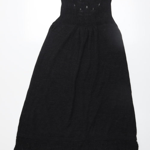 Mango Women Black Knit A-Line Sleeveless Knee Length Dress Size 8