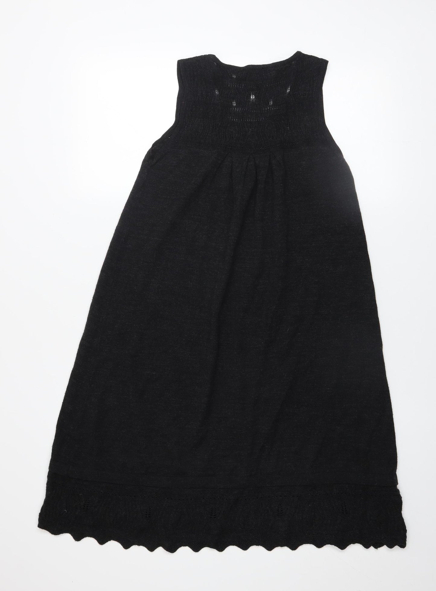 Mango Women Black Knit A-Line Sleeveless Knee Length Dress Size 8