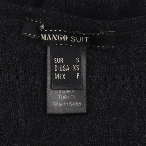 Mango Women Black Knit A-Line Sleeveless Knee Length Dress Size 8