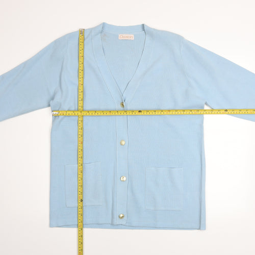 Daxon Women Blue Acrylic V-Neck Long Sleeve Button Cardigan Size 18/20