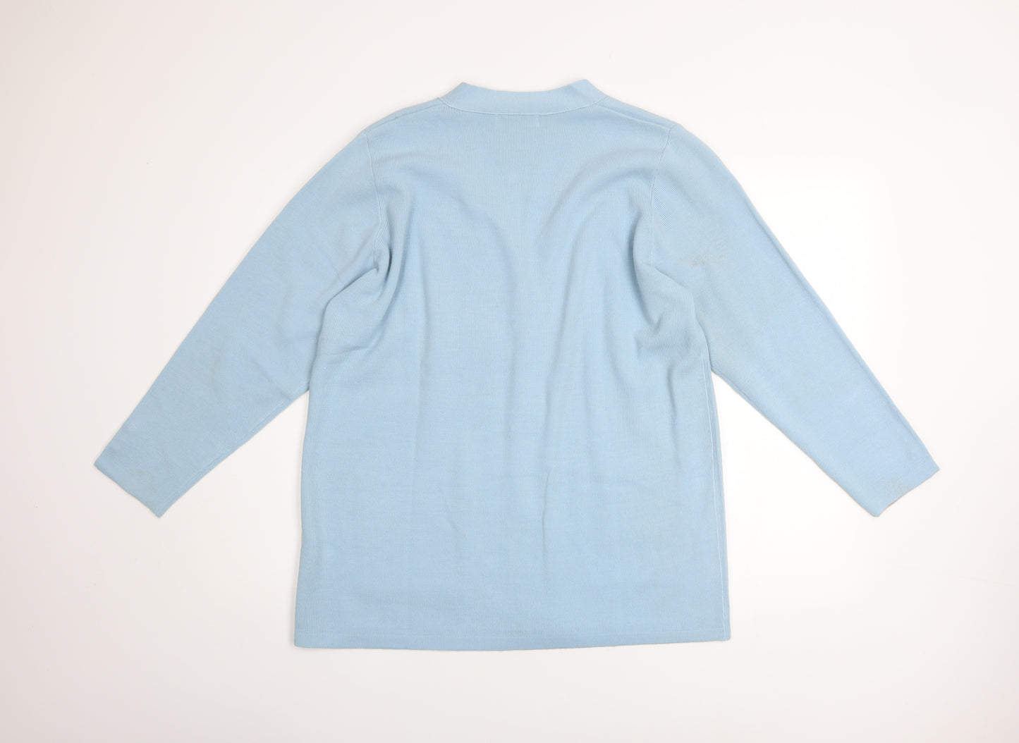 Daxon Women Blue Acrylic V-Neck Long Sleeve Button Cardigan Size 18/20