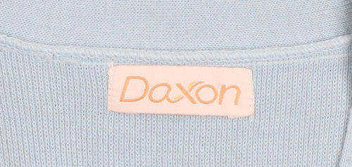 Daxon Women Blue Acrylic V-Neck Long Sleeve Button Cardigan Size 18/20